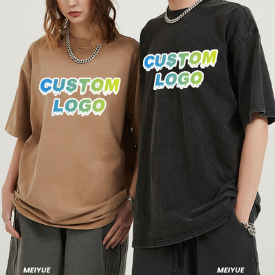 Customizable  Vintage Streetwear T Shirts Men 100% Cotton Acid Wash Black Shirt