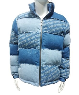 acheter Mode Nouveau design Puffer d'hiver Hommes plus taille Vestes chaudes rembourrage en gros Bubble Bomber Denim Jean Jacket fabrication en ligne