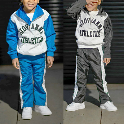 Mua Trẻ em cắt hoodies và quần thể thao thiết lập thiết kế chàng trai trang phục thể thao tùy chỉnh kích thước sản xuất trực tuyến