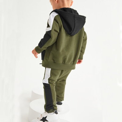 Cotton Boys Zipper Hoodie Sweatsuit Set  Two Piece Kids Clothes Set Customized Printing