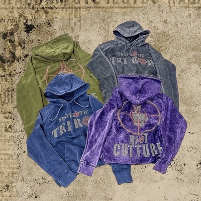 Acid Wash Rhinestone Hoodie Dtg Printed Disstressed Oversized Streetwear Hoodie