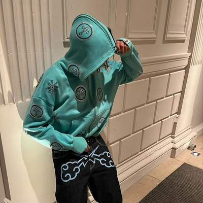 Fashionable Streetwear Rhinestone Hoodie Mens Hip Hop Hoodies Double Layer