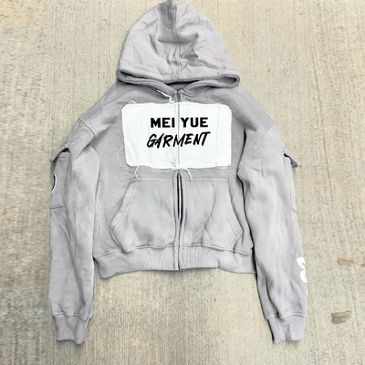 Embroidered Patch Men Streetwear Rhinestone Hoodie Oversized Unisex Zip Up Hoodie