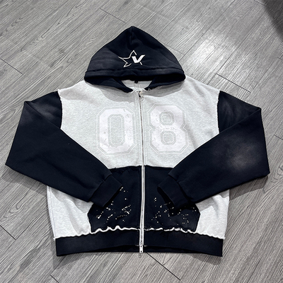 Αγορά Χειμωνιάτικο Hoodie με στάμπα, Vintage χρωματικό μπλοκ, 100% βαμβάκι, βαρύ, με προσαρμοσμένο λογότυπο μεταξοτυπίας και ανίχνευση βελόνας ηλεκτρονική κατασκευή