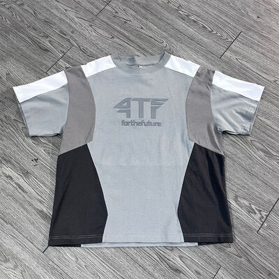 Buy Custom Color Blocking Embossing Logo Football Jersey Cotton Boxy T Shirt Soccer Jersey Basketball Jersey online manufacture