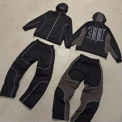acheter 3m personnalisé Réflecteur léger détachable Fermeture à glissière Shorts en nylon Sweatsuit homme Windbreaker Jacket en nylon Track Pantalon Tracksuit fabrication en ligne