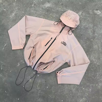 comprar Camiseta de protección contra el viento de nylon con cremallera a prueba de viento para hombres con capucha Camiseta de protección contra el viento de peso ligero con reflector para hombres fabricante Fabricación en línea