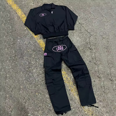 kaufen Custom Track -Anzug Windbreaker Pullover Sweatshirt Nylon Jacke Hoodie und Jogginghosen Set Cargo Hosen Joggers Tracks Unisex Online-Herstellung