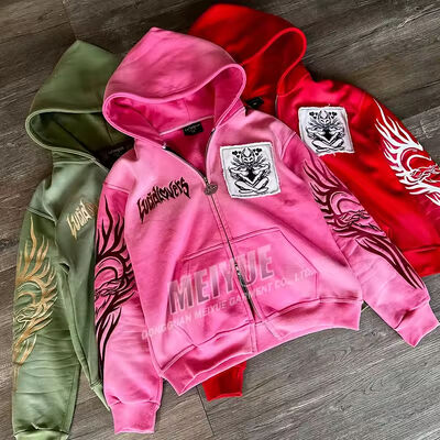Beli Hoodie kustom drop asam bahu cuci vintage bordir hoodie tertekan berkualitas tinggi terry hoodie pembuatan online