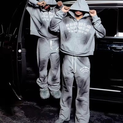 Αγορά Προσαρμοσμένο Diamond Hoodie Set Rhinestone Acid Washed Vintage Embroidered Hoodies Sweat Pants Heavyweight Hoodie and Sweatpants Set Ορίστε και οι δύο. ηλεκτρονική κατασκευή