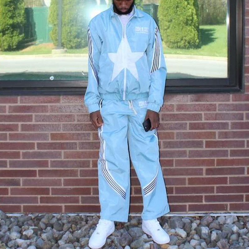 Custom Logo Zip Up Windbreaker Track Suit Matching Jacket And Sweatpants Antistatic