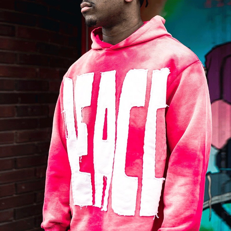 Custom 3D Embossing Logo Oversized Acid Wash Hoodie Embroidered Pullover Hoodies