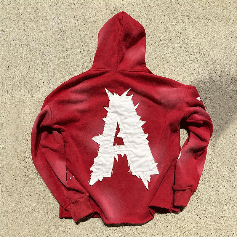Cut Edge Vintage Oversized Cropped Hoodie Custom Applique Embroidered Patches Logo