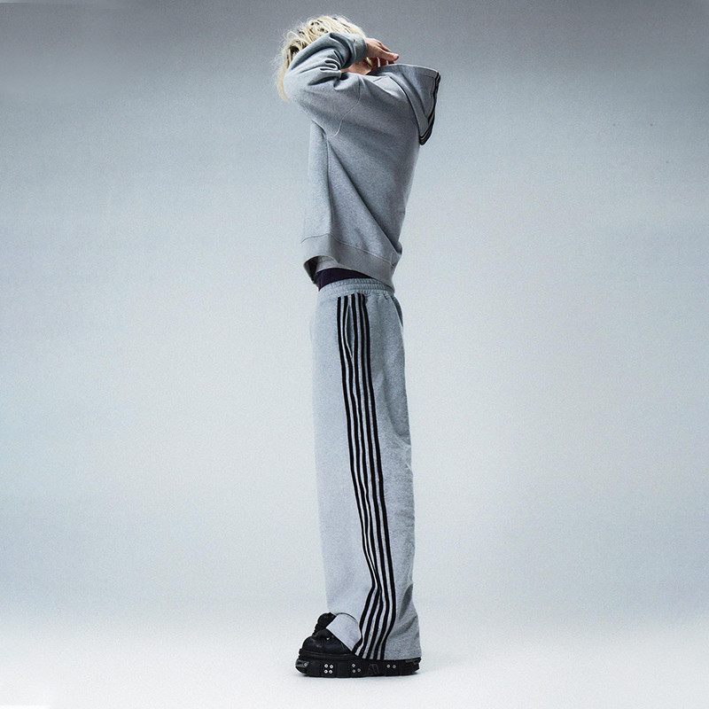 Clothing Manufacturers Custom Stripe Design Zip up Hoodies Baggy Stacked Sweatpants Joggers Sweat Suits Set Tracksuits for Men