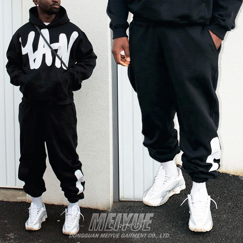 Custom Manufacturer Two Piece Sets Puff Print Sweatsuit Hoodie and Joggers Set Casual Pants Set Fashion Sportswear Tracksuit