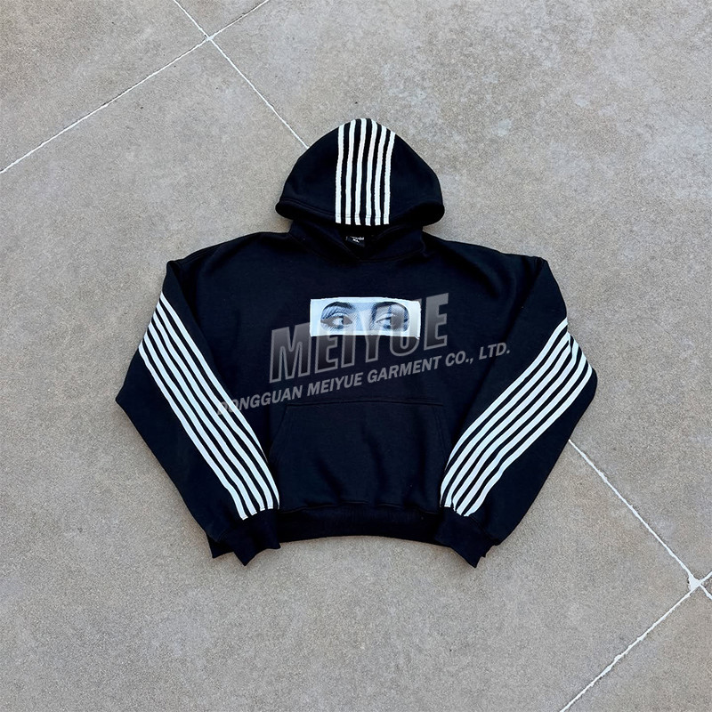 Custom Grams Digital Print Hoodie Men French Terry Mens Striped Hoodie