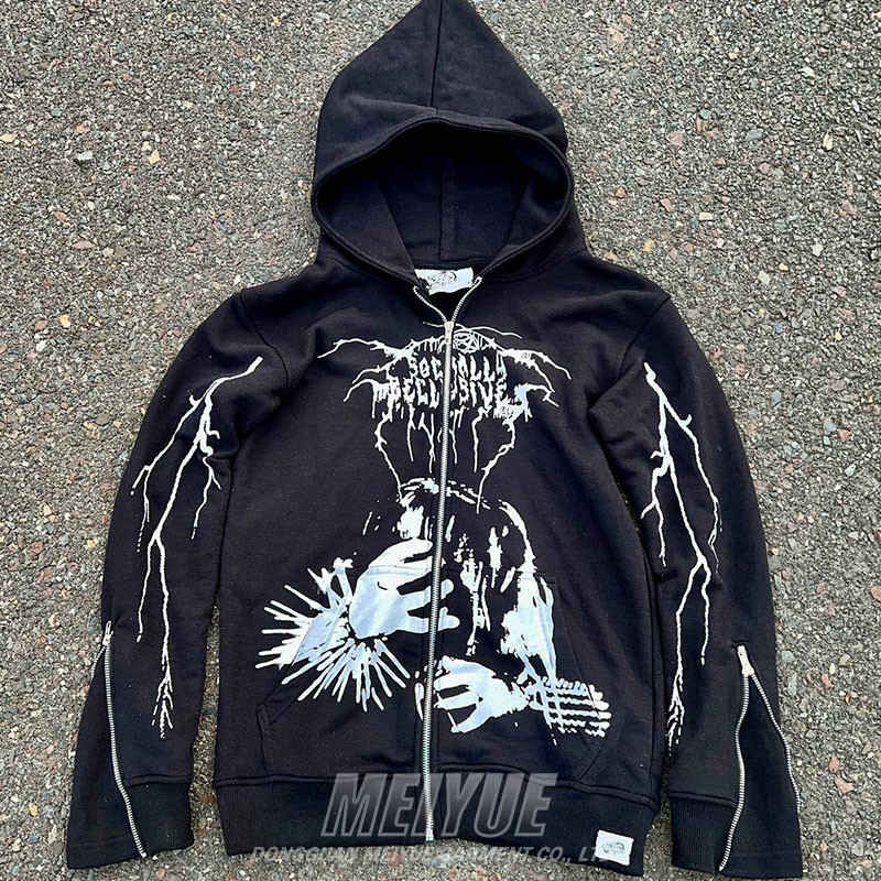 OEM Service Digital Printing Hoodie Drop Shoulder Zip Hoodie Autumn Season