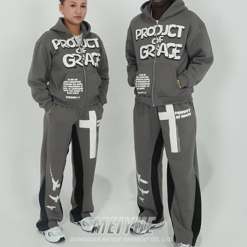 Silk Screen Print  Mens Baggy Tracksuit Baggy Sweatsuit Set Anti Bacterial
