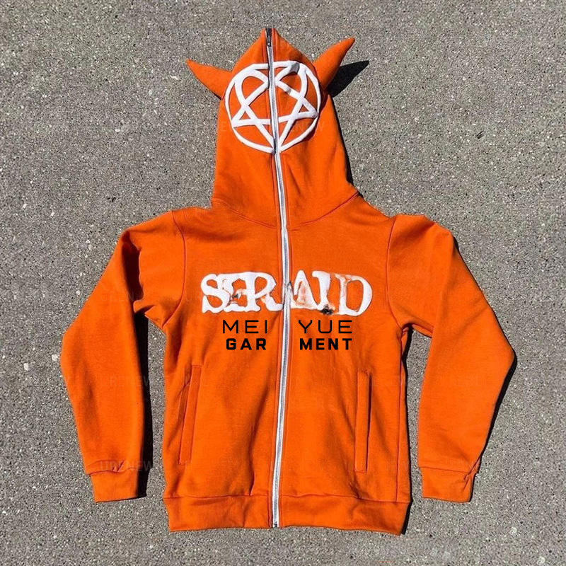 Custom Hoodies 3d Puff Print Logo French Terry No String Sweatshirts Heavy Cotton Full Face Zip up Hoodie Unisex for Men