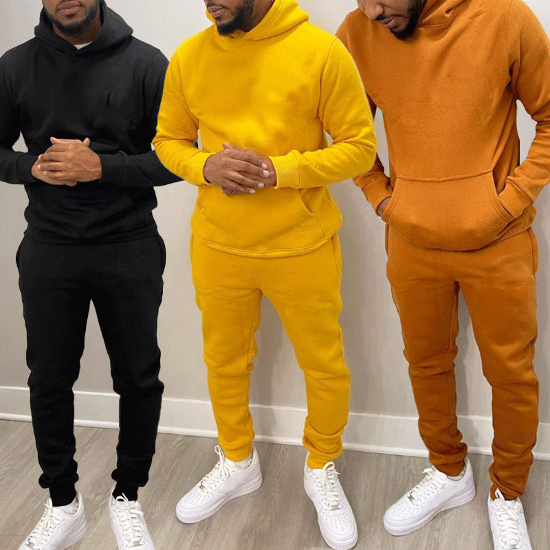 Bulk Plain 100 Cotton Sweatsuit Set Two Pieces Tech Fleece Jogging Suits Windproof