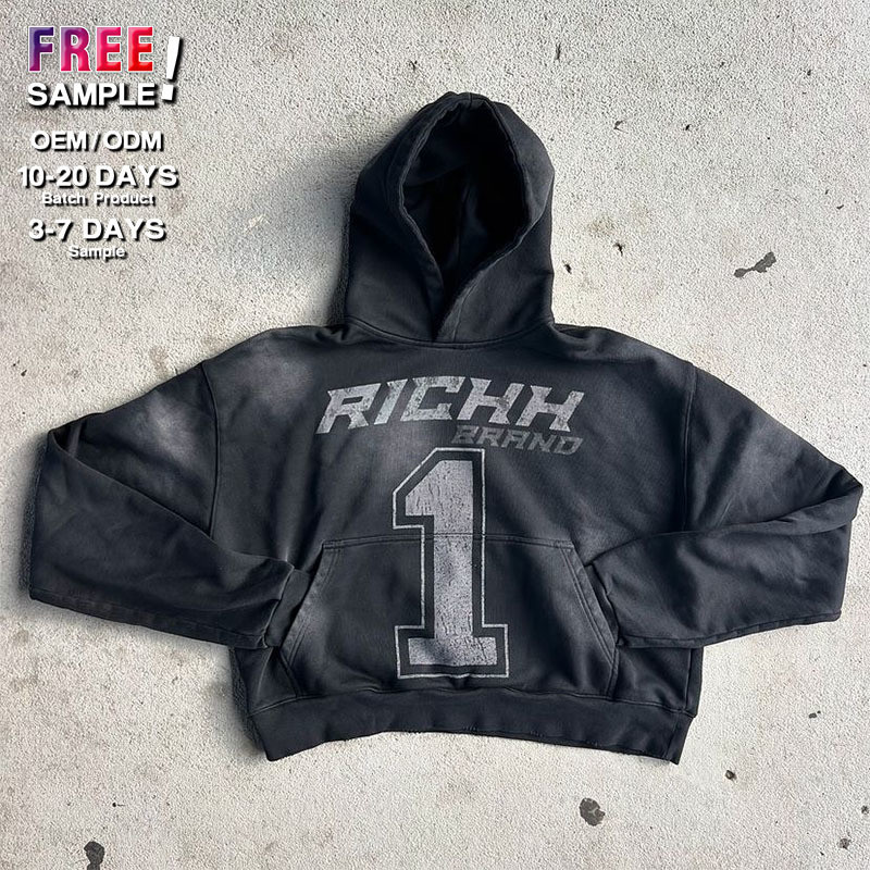 No String Custom Silk Screen Hoodies Heavy Weight