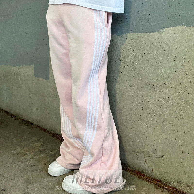 Custom Trouser Joggers Acid Washed Heavyweight Cotton Jogger Track Vintage Pants Men Sun Faded Baggy Wide Leg Striped Sweatpants