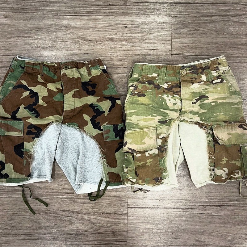 Custom Logo Quality Heavyweight Streetwear Cotton French Distressed Patch Vintage Sun Faded Acid Wash French Terry Shorts Men