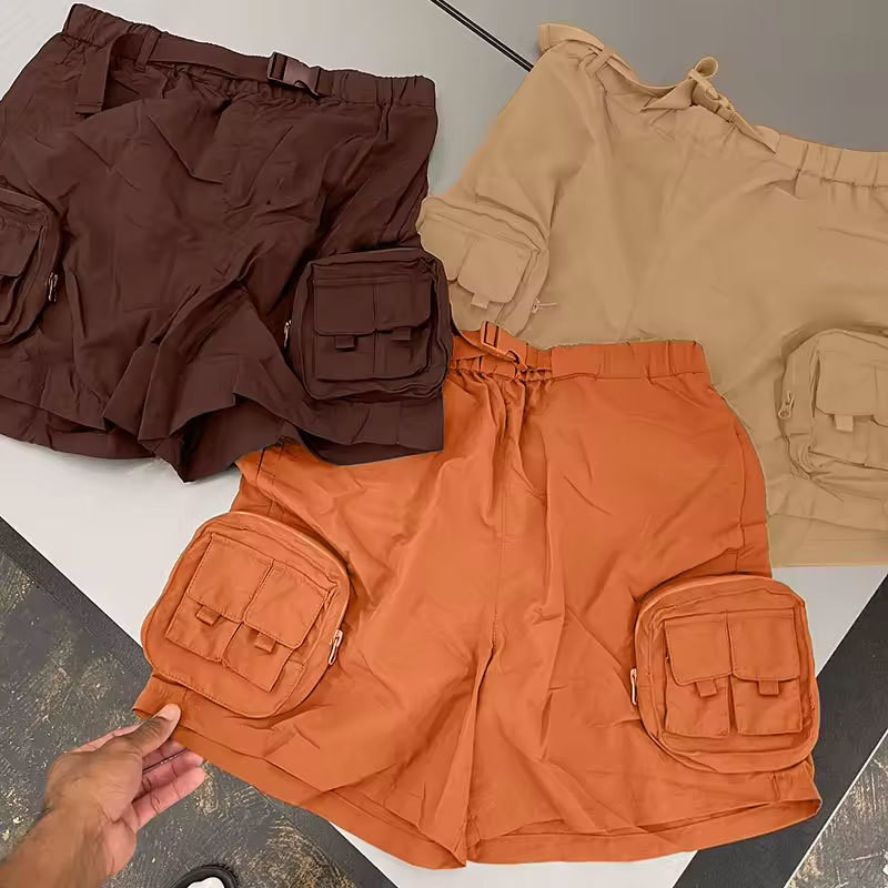 OEM Custom Logo Streetwear Men's Zipper Pocket Cargo Shorts Oversized Gym Basketball Black Jogger Sports Cargo Pants