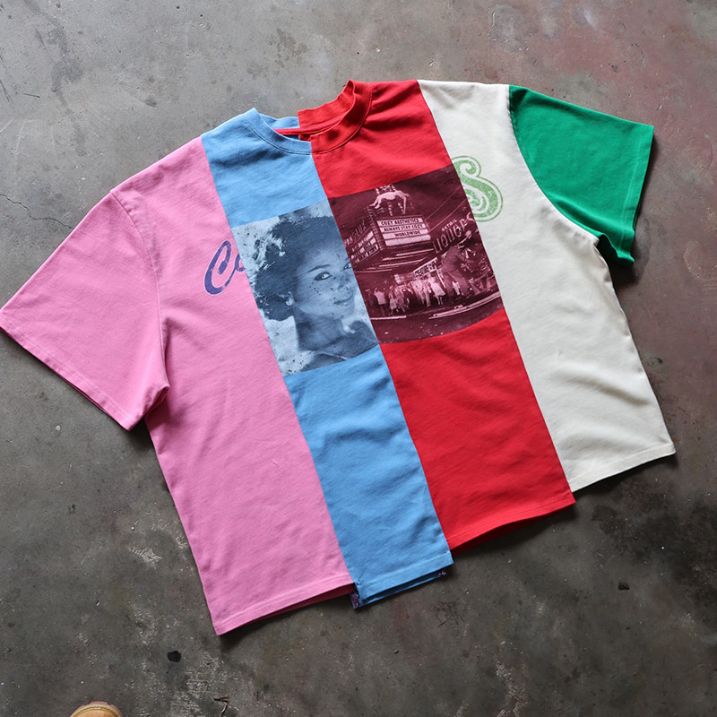 Custom Digital Print Streetwear Patchwork Sewing Tshirt Cropped T Shirt Men Boxy T Shirts Cotton T Shirt Clothing Manufacturers