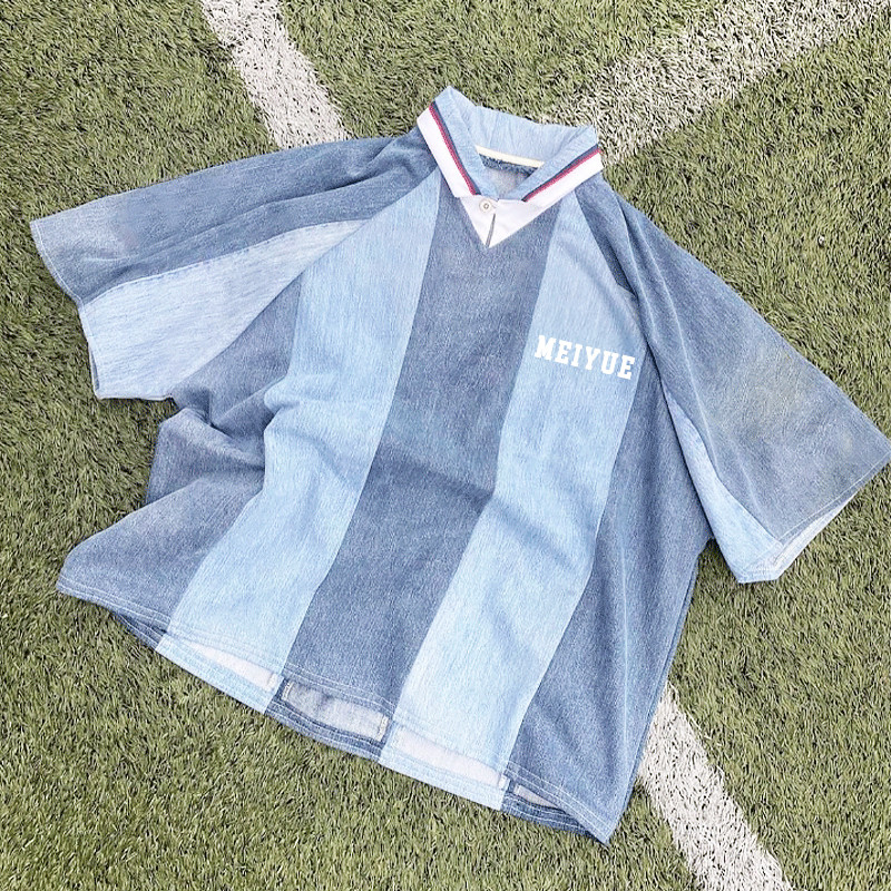 Custom Jersey Stripe High Quality Boxy Screen Print Polo Shirt Sport Jersey Wholesale Mesh Soccer Jersey T-Shirts for Men