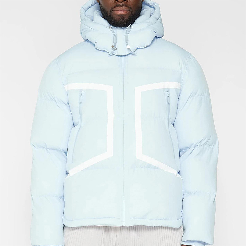 New Design Outdoor Winter Warm Custom Logo Blue Heavyweight Puffer Jacket Men Casual Jacket