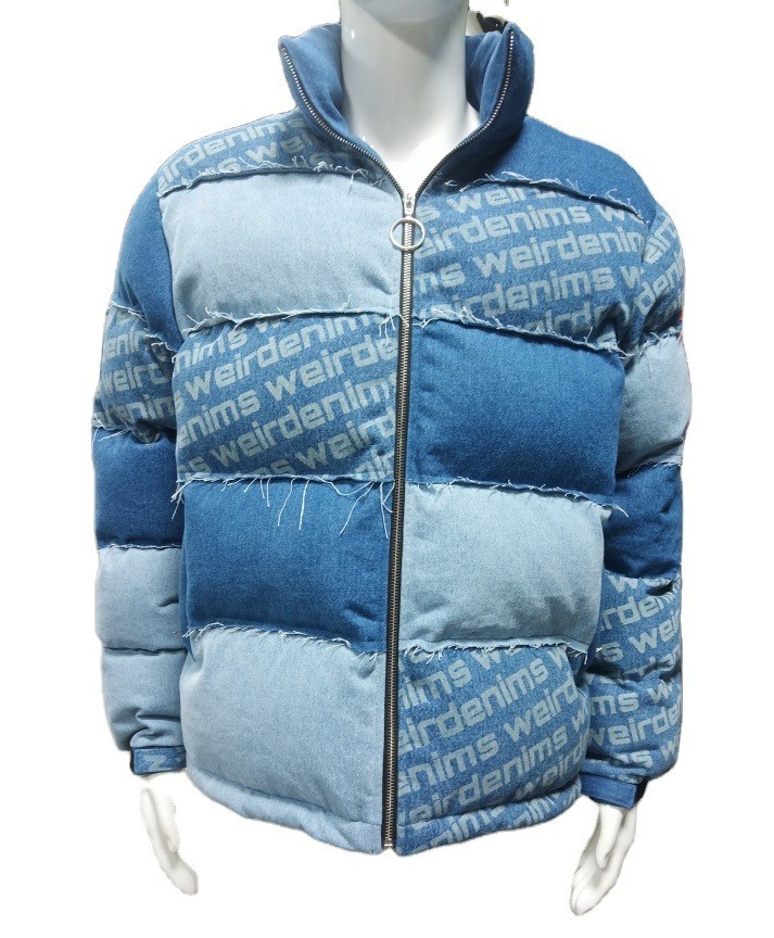 Fashion New Design Winter Puffer Men Plus Size Jackets Warm Padding Wholesale Bubble Bomber Denim Jean Jacket