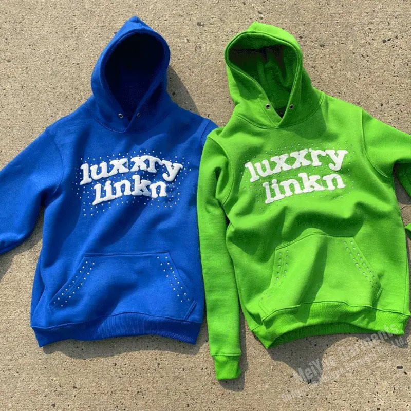 Custom Logo Mens No String Hoodie Sequin Rhinestone Zip Hoodie 3d Puff Print