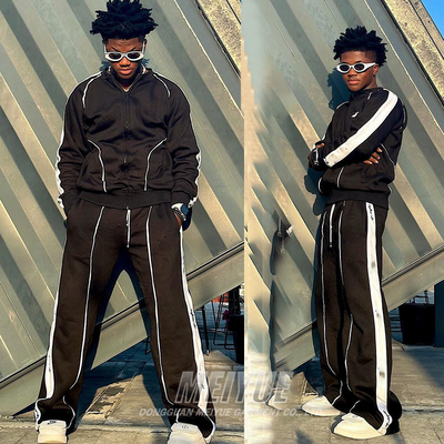 Embroidery Logo Mens Reflective Tracksuit Mens Nylon Jogging Suits Zip Up OEM Service