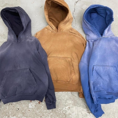 100% Cotton Vintage French Terry Hoodie Customize Distressed Mens Acid Wash Hoodie