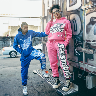 Goede prijs. Cotton Hoodie Leggings Sweatpants Tracksuit gestapelde Sweatbroek Mannen Sweatsuits Unisex Sets Hoodies Custom Screen Logo Jogger Set online