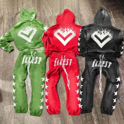 Custom Joggers Sweatsuit Unisex Acid Washed Fleece Cotton Hoodie Jogging Suits Sweatpants and Hoodie Set Tracksuits for Men