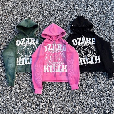 Fashionable Embroidered Patches Oversized Acid Wash Hoodie Custom Logo
