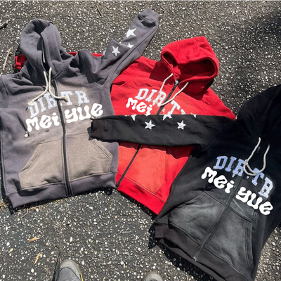 Custom Distressed Hoodie Applique Embroidery Patch Hoodie Pullover Heavyweight French Terry Acid Wash Vintage Hoodies Men