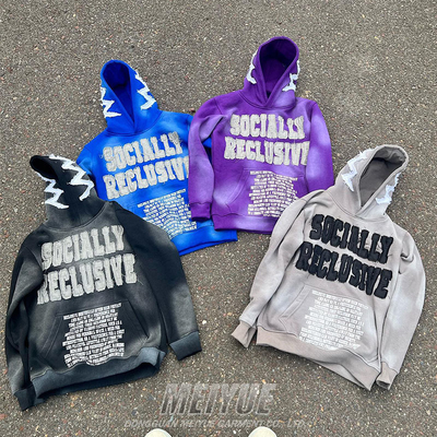 500Gsm Applique Embroidery Hoodie Streetwear Oversized Hoodie Windproof