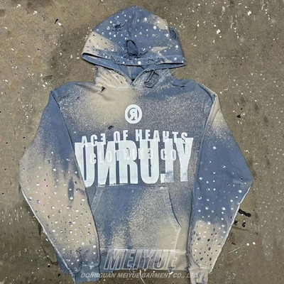 Premium Distressed Grey Hoodie Cropped Pullover Hoodie Unisex Comfortable