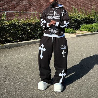 İyi bir fiyat. Giyim Üreticileri Özel Sokak Giysi Spor takım elbisesi Ekran Baskı Süveter Hoodies Baggy Sweat Pants Sweatpants and Hoodie Set çevrimiçi