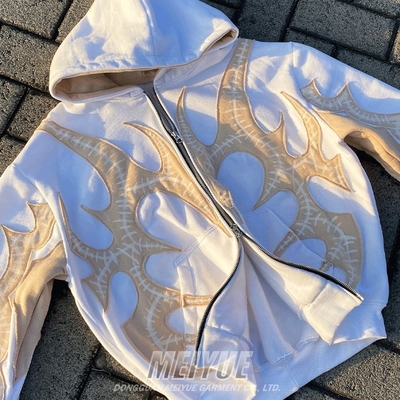 Ein guter Preis. 3D Distressed Applique Stickerei Hoodie geschnitten Männer Hoodies Jacke Anti Falten Online