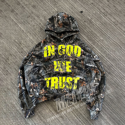 OEM Service Custom Pullover Hoodie Full All Over Camouflage Print French Terry Hoodie