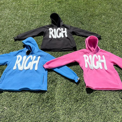 Anti Pilling Vintage Streetwear Hoodie Heavyweight 100% Cotton 3d Puff Print Hoodie