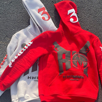 Custom Logo Puff Print Hoodies 100% Cotton Heavyweight Oversized Hoodie No Strings
