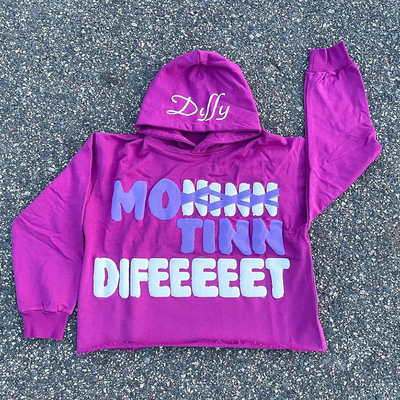 Manufacturer StreetWear Cut Edge Raw Hem Cropped Pullover No Stings Cropped Hoodies Custom Logo Puff Print Hoodies Sweatshirts