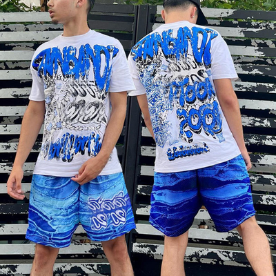 Customs Screen Printing Workout Shorts Set Sportswear Gym Tracksuit   Breathable