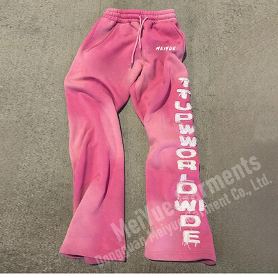 Anti Wrinkle Streetwear Sweatpants Wide Leg Flared Baggy Sweatpants Stacked Acid Washed