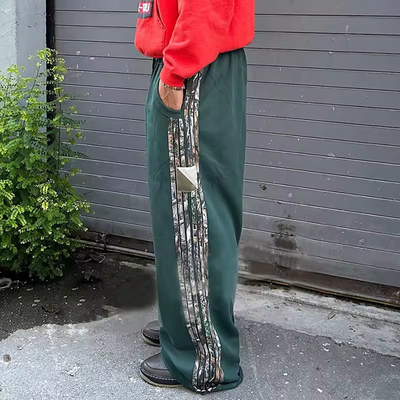 Custom Logo Nylon Jogger Graphic High Quality Heavyweight Loose Wide Leg Baggy Sweat Pants Flared Stacked Sweatpants for Men